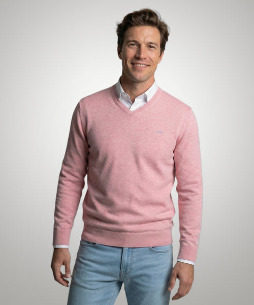 Trui Katoen-Kasjmier V-Hals | Light Pink