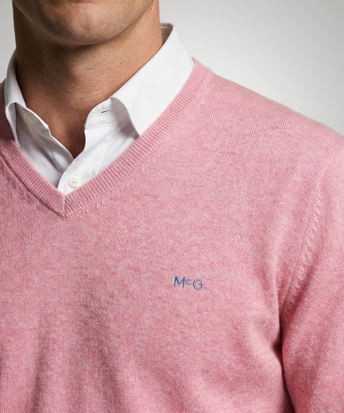 Trui Katoen-Kasjmier V-Hals | Light Pink