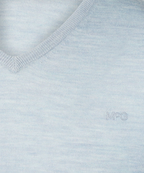 Trui V-Hals Luxe Merinowol | Light Blue