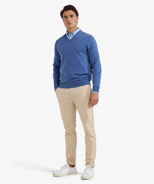 Trui V-Hals Luxe Merinowol | Vintage Blue