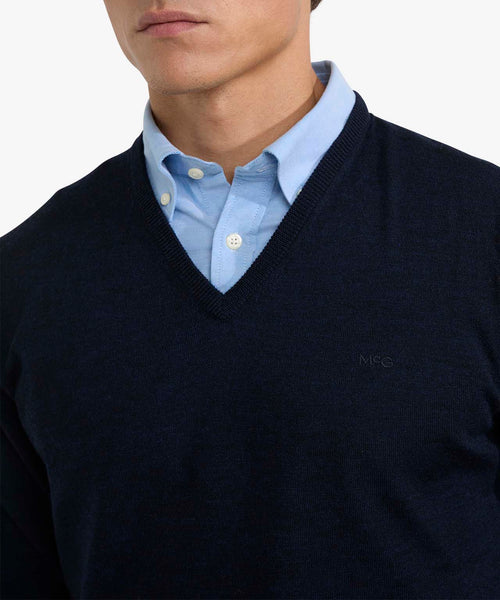 Trui V-Hals Luxe Merinowol | Navy
