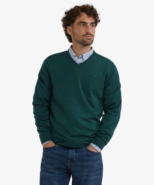 Sweater V-Neck Luxury Merino Wool | Winter Sage