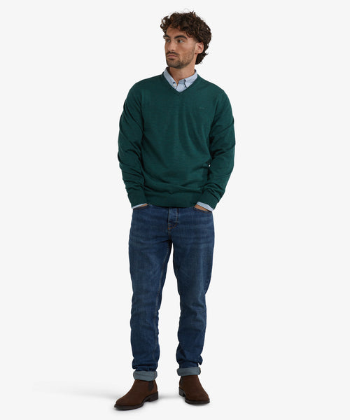 Sweater V-Neck Luxury Merino Wool | Winter Sage