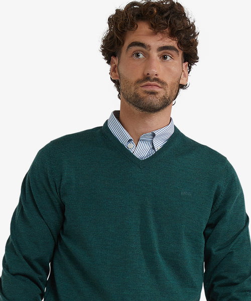 Sweater V-Neck Luxury Merino Wool | Winter Sage