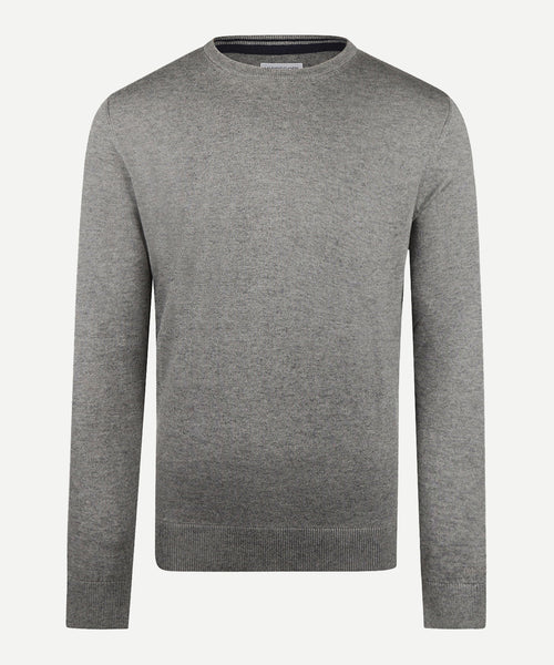 Trui Katoen Merino Ronde Hals | Medium Grey Melange