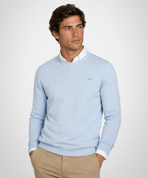 Trui Katoen-Kasjmier Ronde Hals | Light Blue