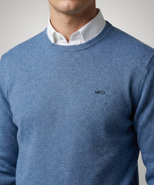 Trui Katoen-Kasjmier Ronde Hals | Vintage Blue