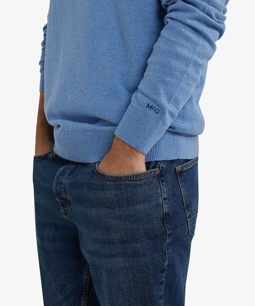 Sweater Cotton Merino Crew Neck | Ice Blue
