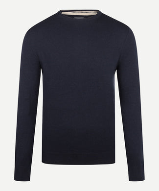 Trui Katoen Merino Ronde Hals | Navy