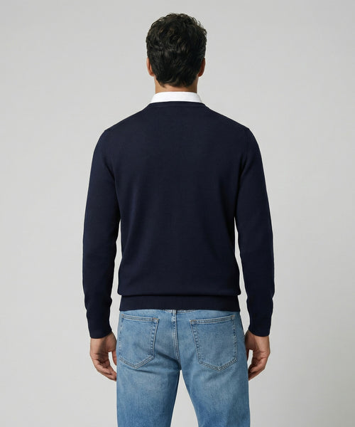 Trui Katoen-Kasjmier Ronde Hals | Navy