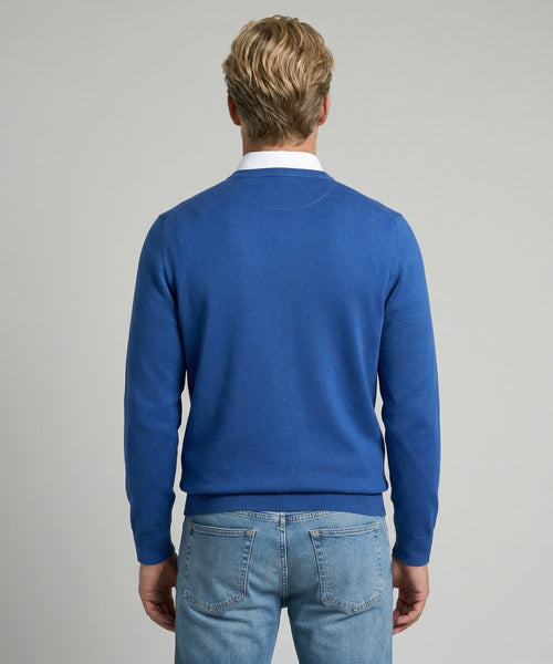 Trui Katoen-Kasjmier Ronde Hals | Kobalt