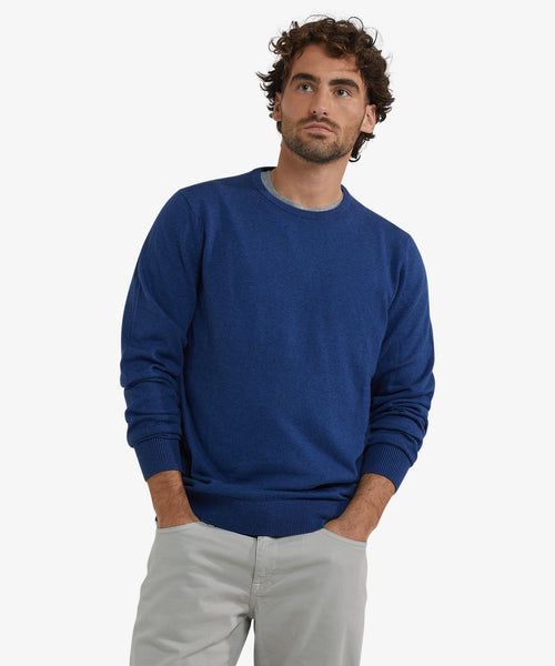 Sweater Cotton Merino Crew Neck | Patriot Blue