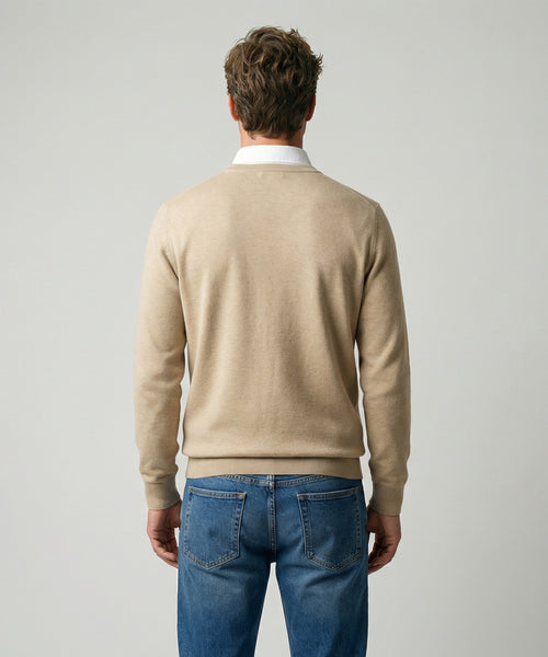 Trui Katoen-Kasjmier Ronde Hals | Sand