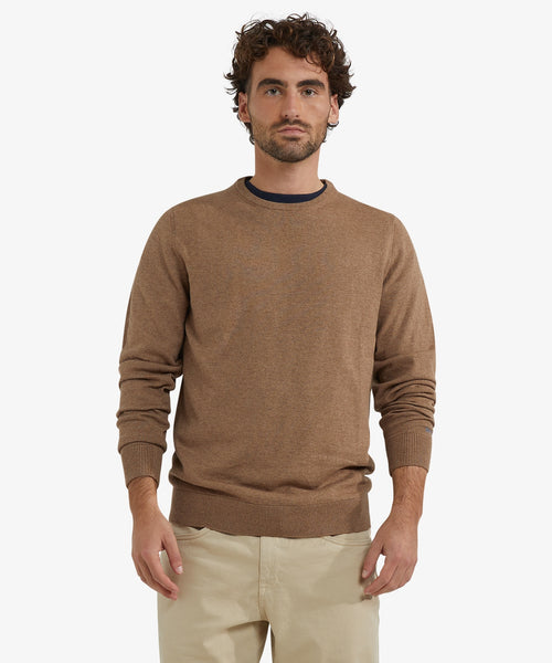 Sweater Cotton Merino Crew Neck | Walnut