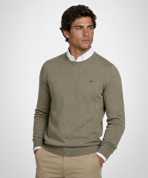 Trui Katoen-Kasjmier Ronde Hals | Light Olive