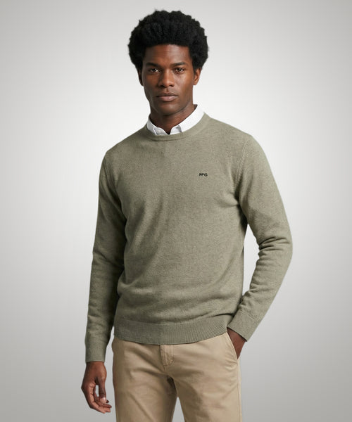 Trui Katoen-Kasjmier Ronde Hals | Light Olive