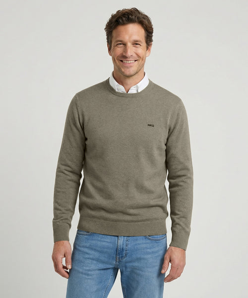 Sweater Cotton-Cashmere Round Neck | Light Olive