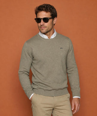Sweater Cotton-Cashmere Round Neck | Light Olive