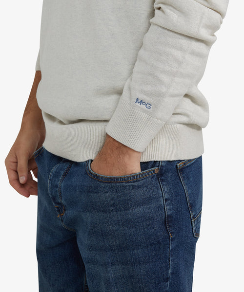 Cotton Merino Crew Neck Sweater | Off White