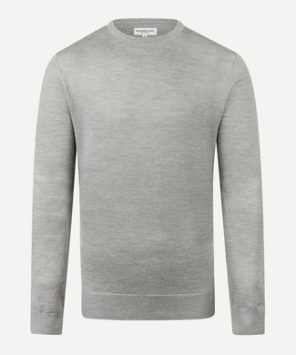 Luxury Merino Wool Crew Neck Sweater | Medium Grey Melange