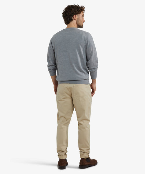 Luxury Merino Wool Crew Neck Sweater | Medium Grey Melange