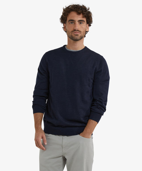 Luxury Merino Wool Crew Neck Sweater | Navy