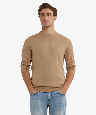 Luxury Merino Wool Crew Neck Sweater | Camel