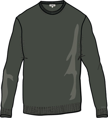 Luxury Merino Wool Crew Neck Sweater | Dark Olive