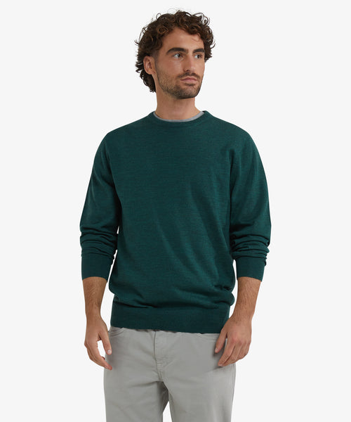 Luxury Merino Wool Crew Neck Sweater | Winter Sage