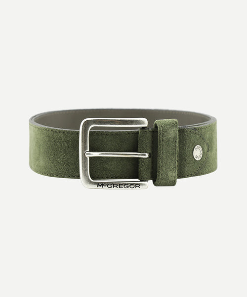 Suede leather belt | Olive