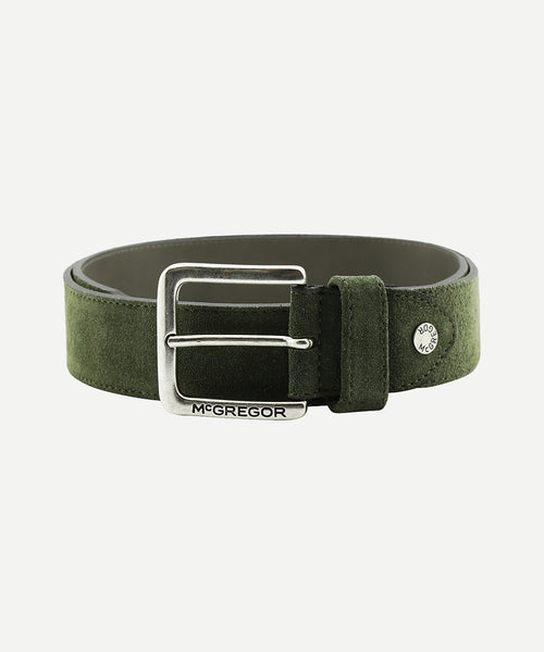 Suede leather belt | Olive