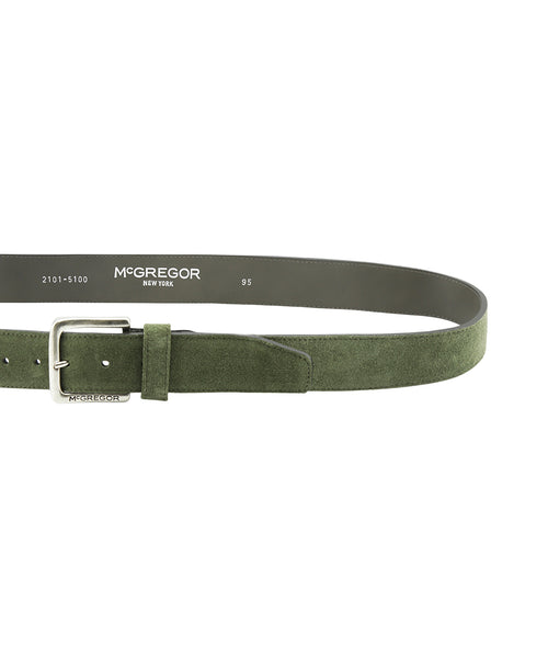 Suede leather belt | Olive