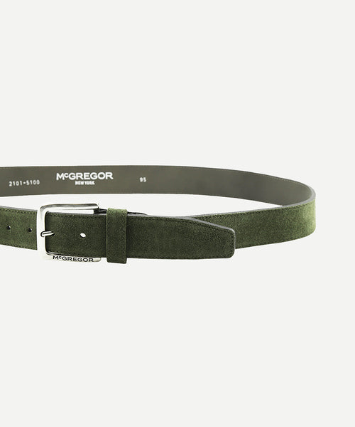 Suede leather belt | Olive