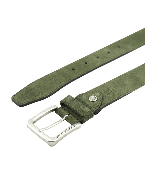 Suede leather belt | Olive
