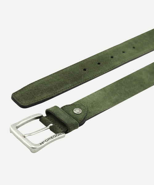 Suede leather belt | Olive