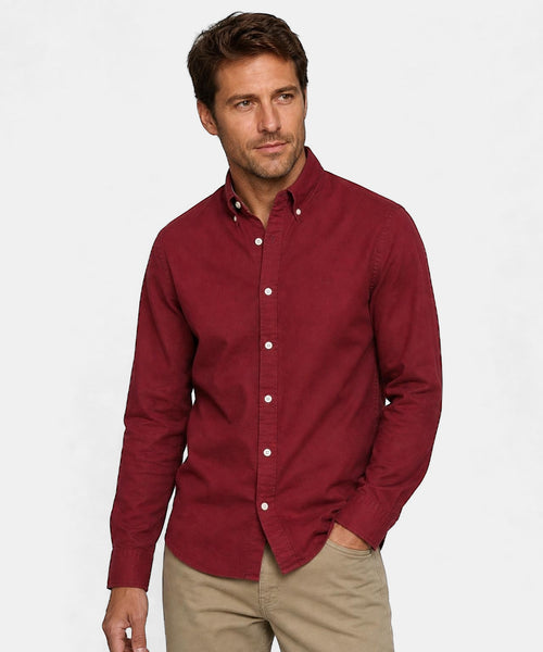 Oxford Stretch Shirt | Burgundy