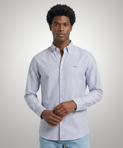 Oxford Shirt Large Stripe | Navy