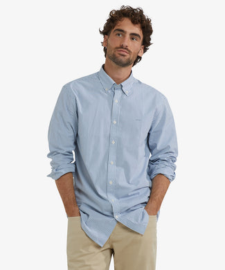 Poplin Stripe Shirt | Worker Blue