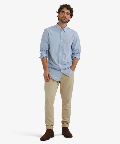 Poplin Stripe Shirt | Worker Blue