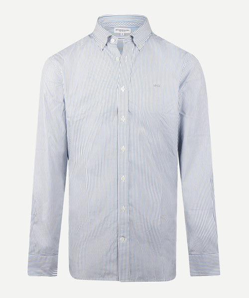 Poplin Stripe Shirt | Worker Blue