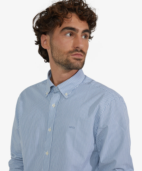 Poplin Stripe Shirt | Worker Blue