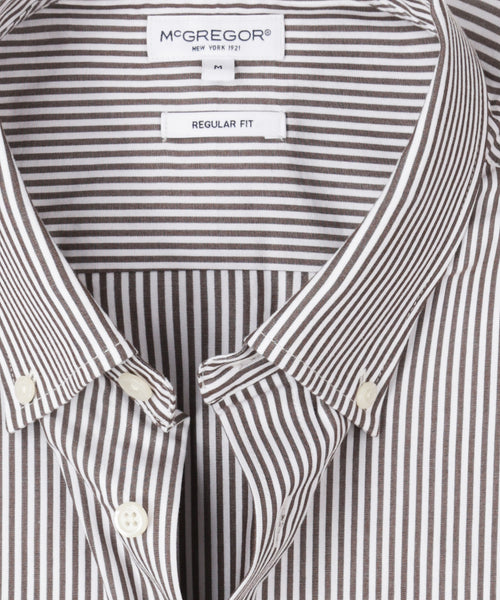 Overhemd Poplin Streep | Chocolate Brown