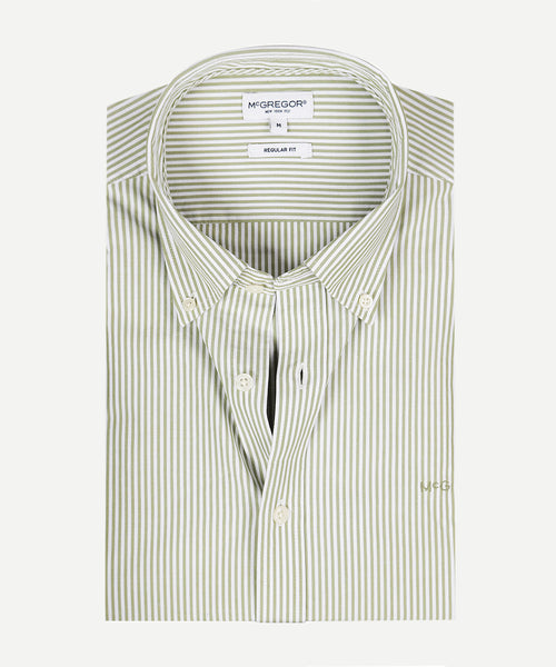Overhemd Poplin Streep | Moss Green