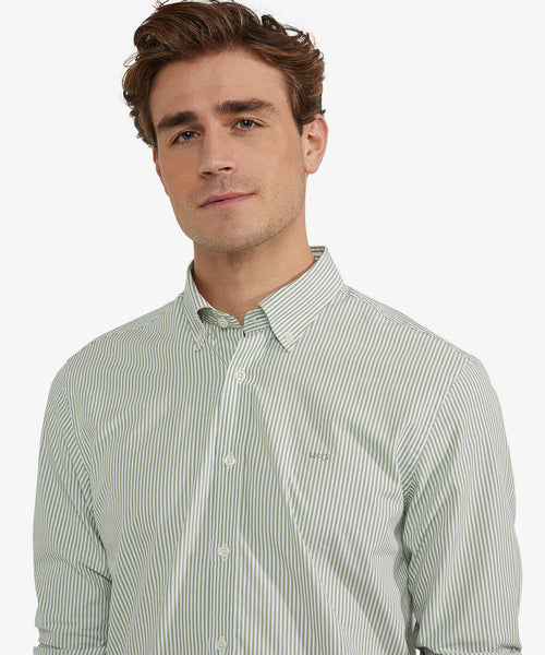 Overhemd Poplin Streep | Moss Green