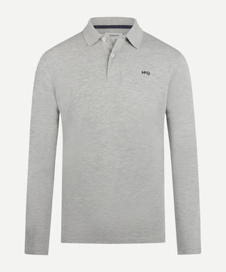Polo piqué lange mouw | Medium Grey Melange