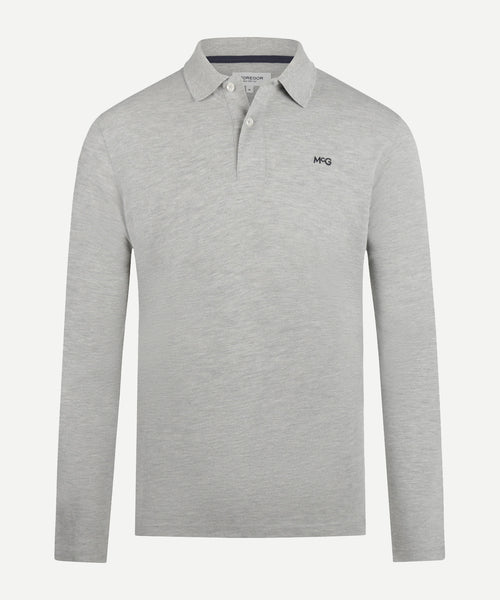 Polo piqué lange mouw | Medium Grey Melange