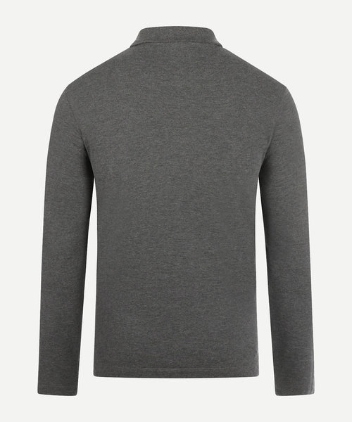 Polo piqué lange mouw | Dark Grey Melange