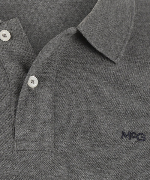 Polo piqué lange mouw | Dark Grey Melange