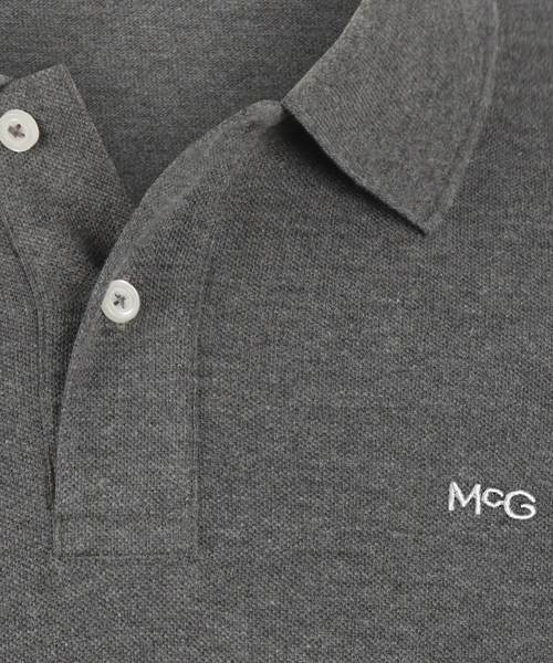 Polo piqué lange mouw | Dark Grey Melange
