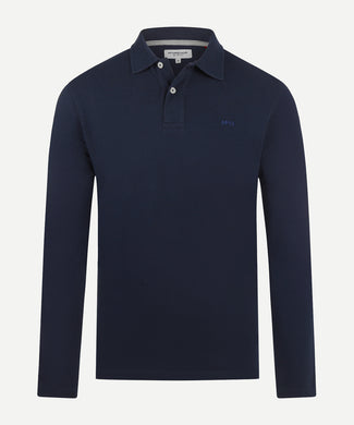 Polo piqué lange mouw | Navy